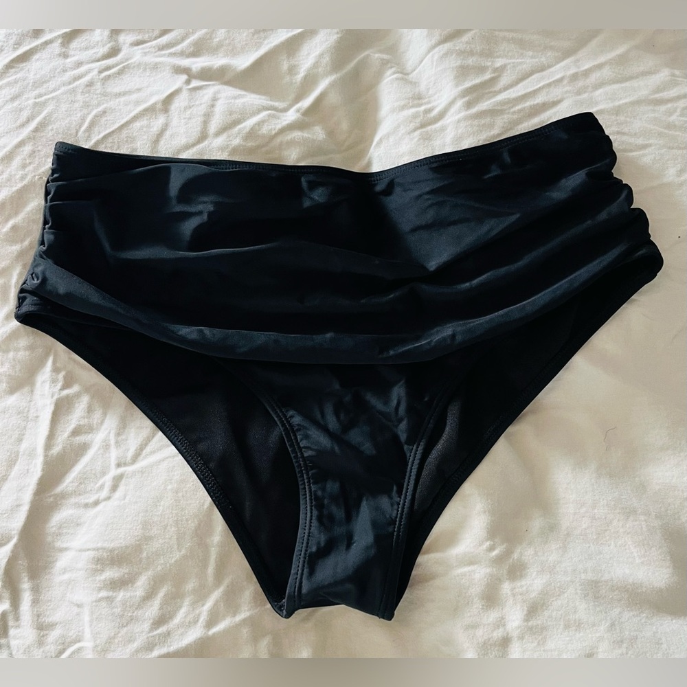 Shein Black High-Waisted Cinched Sides Bikini Bottoms Women's Size 1XL